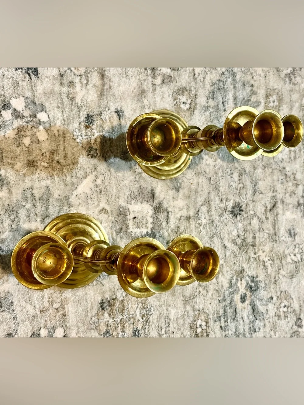 Polished Brass 3-Arm Candle Holders - Pair